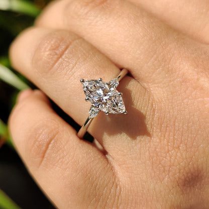 1.50 CT Marquise Three Stone Moissanite Engagement Ring