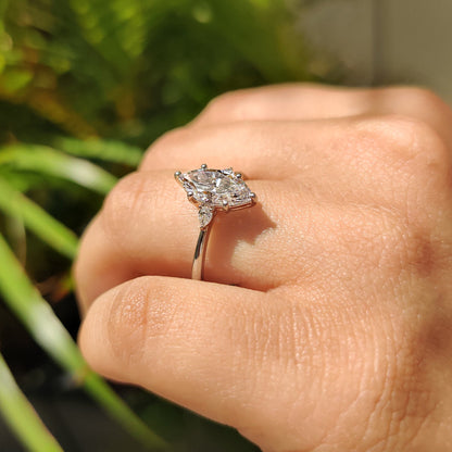 1.50 CT Marquise Three Stone Moissanite Engagement Ring