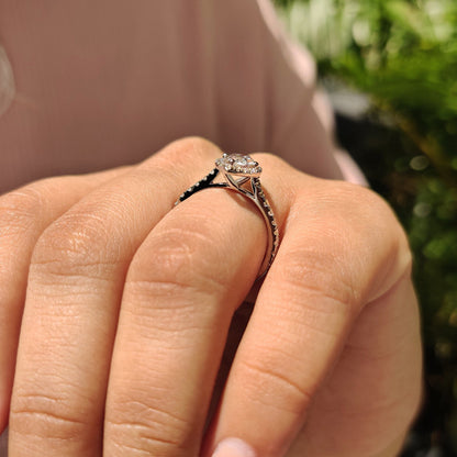 1 CT Marquise Halo & Pave Moissanite Engagement Ring