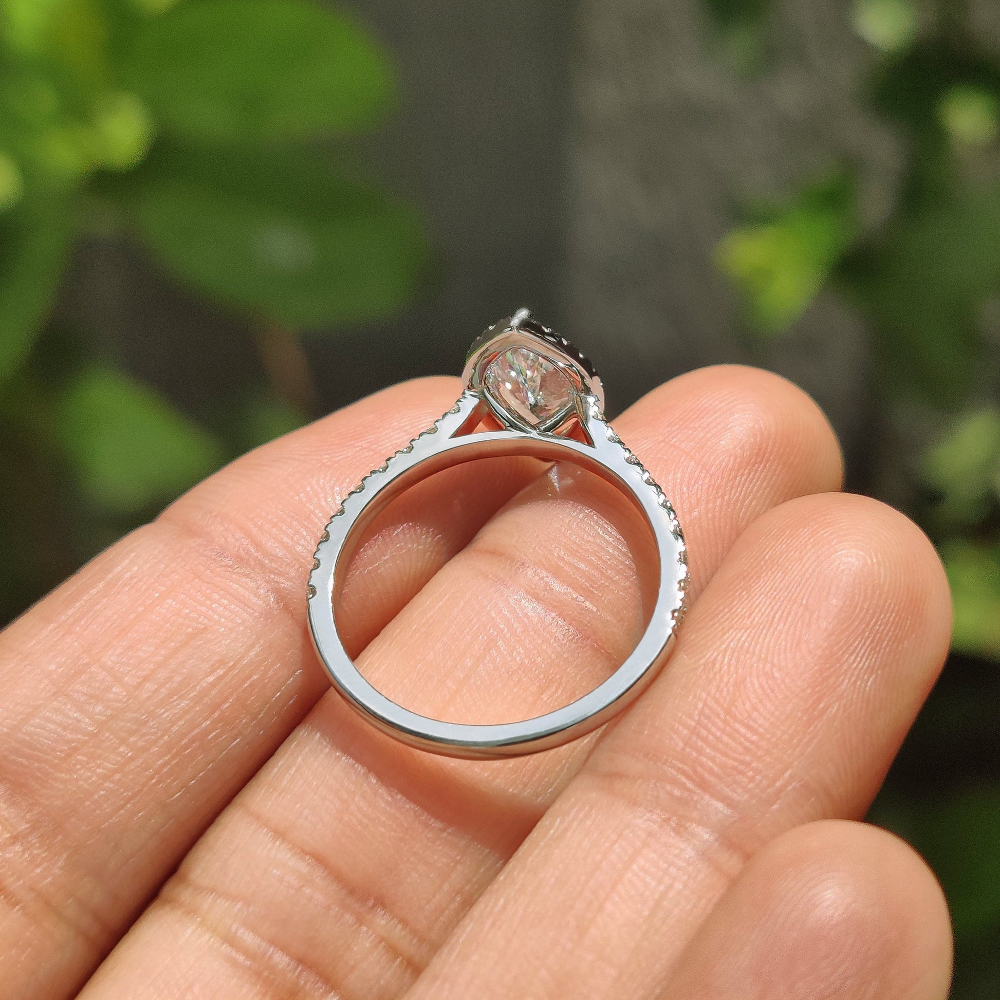 1 CT Marquise Halo & Pave Moissanite Engagement Ring