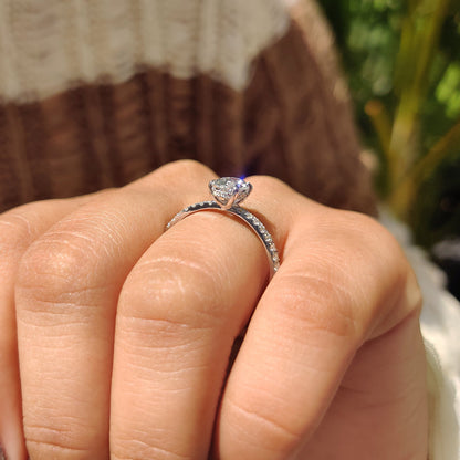 0.80 CT Oval Pave Moissanite Engagement Ring