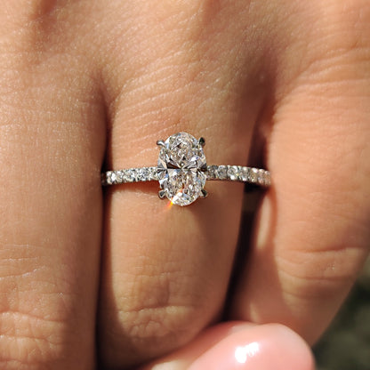 0.80 CT Oval Pave Moissanite Engagement Ring