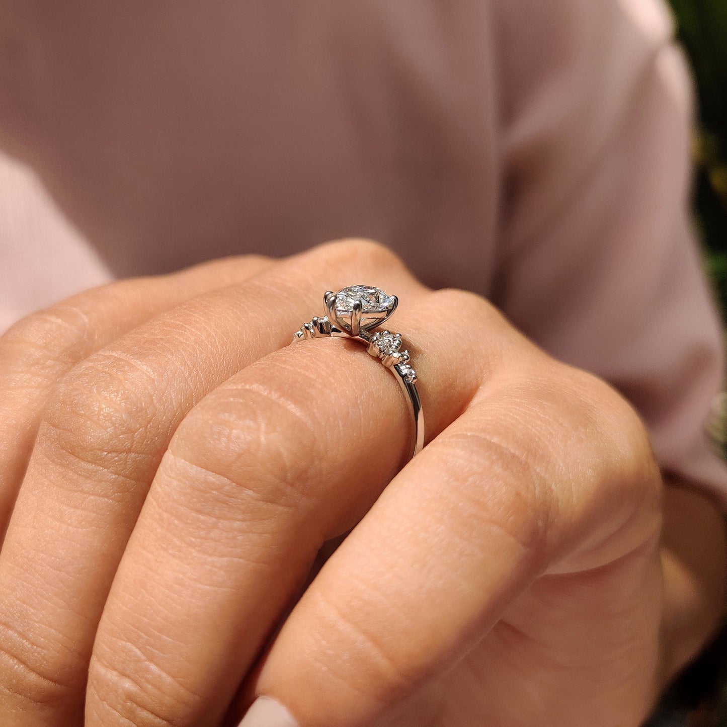 1 CT Pear Cluster Moissanite Engagement Ring