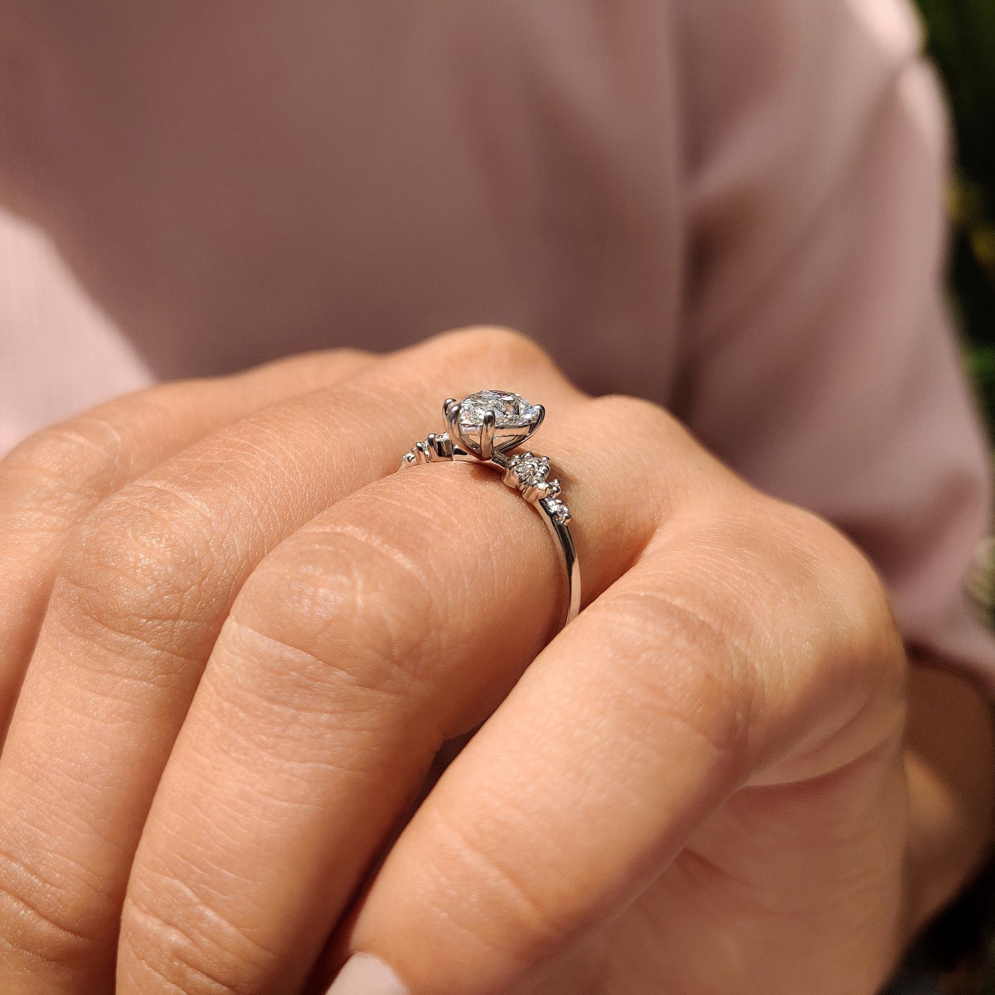 1 CT Pear Cluster Moissanite Engagement Ring