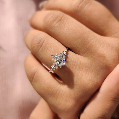1 CT Pear Cluster Moissanite Engagement Ring