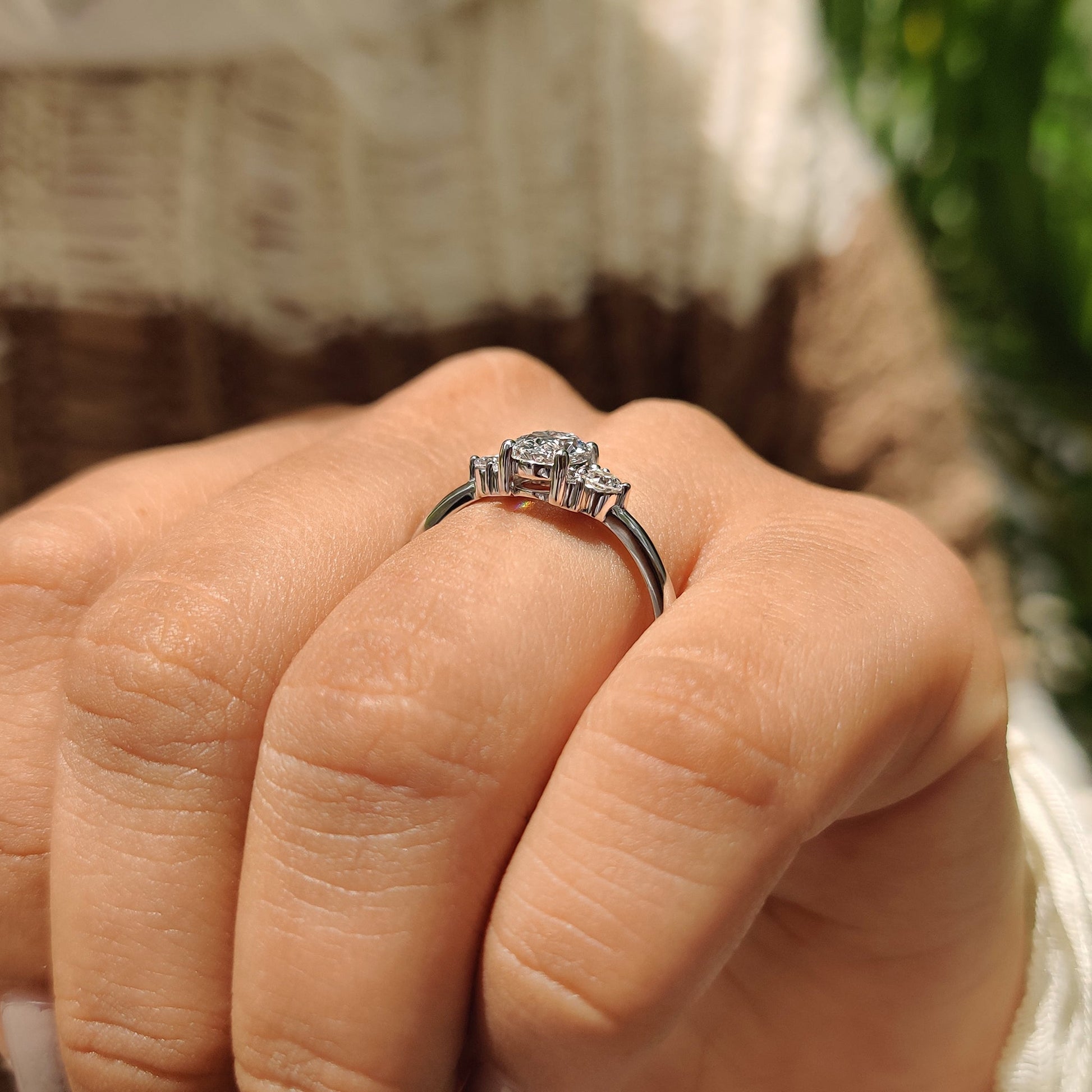 0.80  CT Oval Cluster Moissanite Engagement Ring