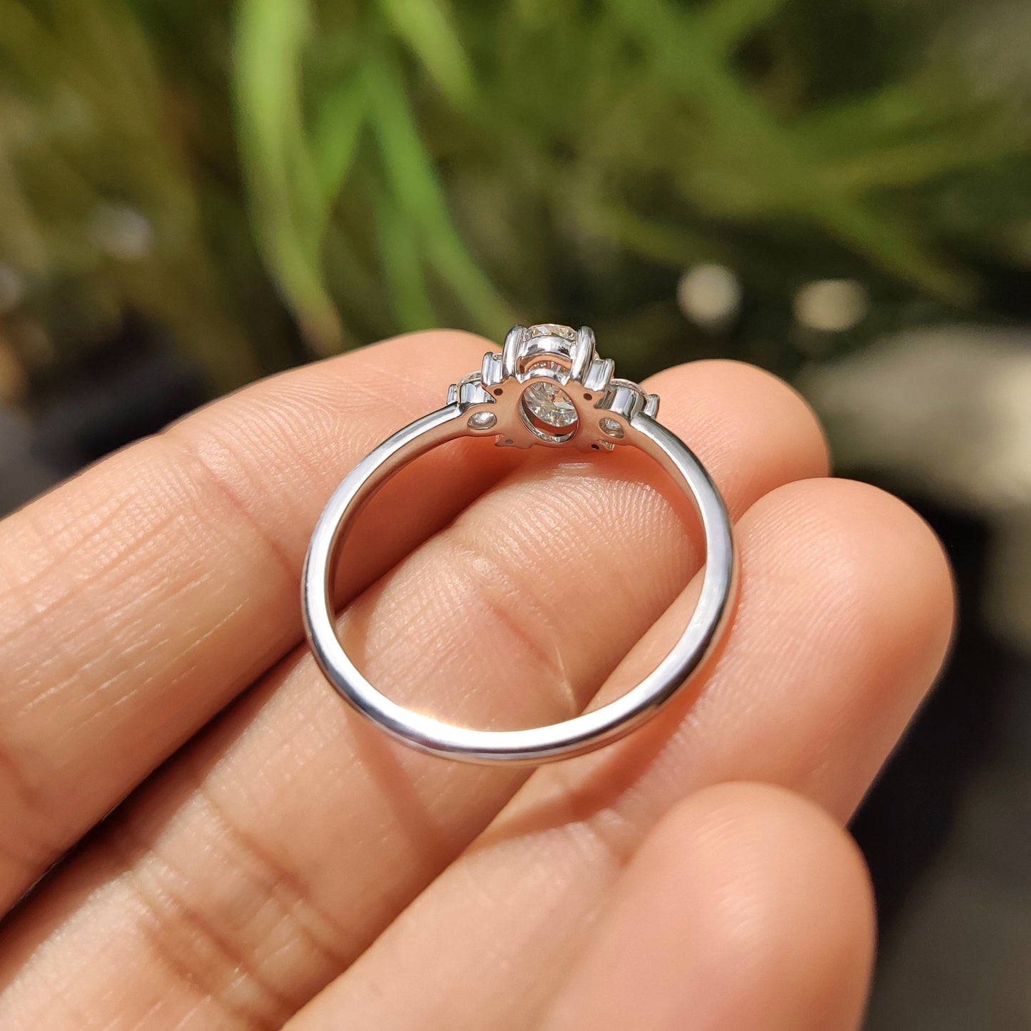 0.80  CT Oval Cluster Moissanite Engagement Ring