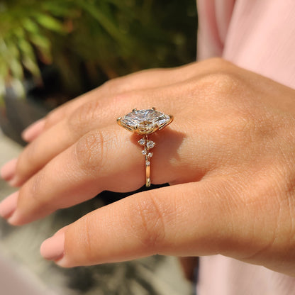 2 CT Marquise Cluster Moissanite Engagement Ring