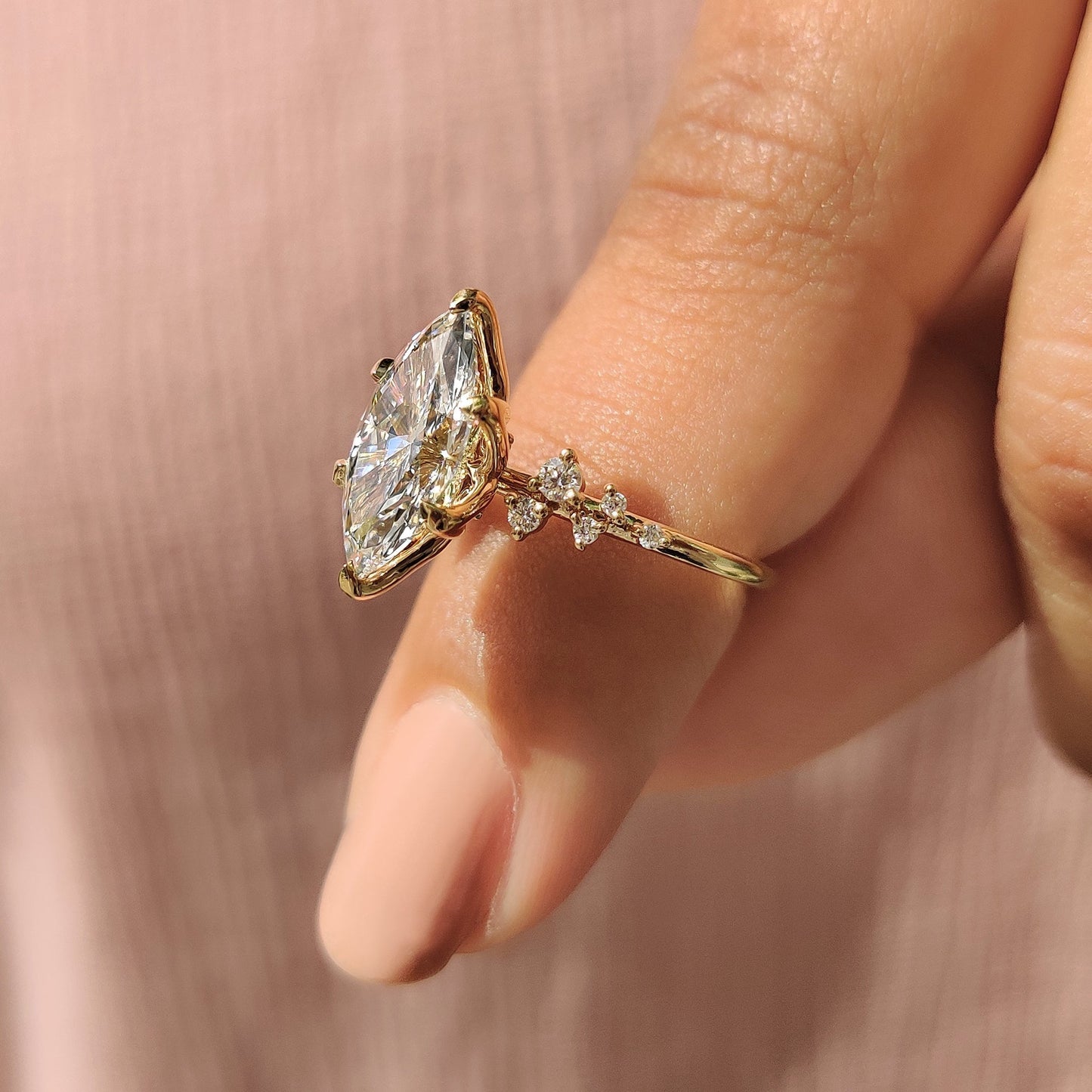 2 CT Marquise Cluster Moissanite Engagement Ring