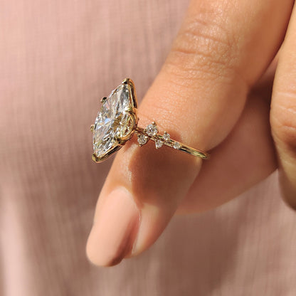 2 CT Marquise Cluster Moissanite Engagement Ring