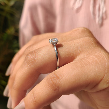 0.50 CT Oval Hidden Halo Moissanite Engagement Ring