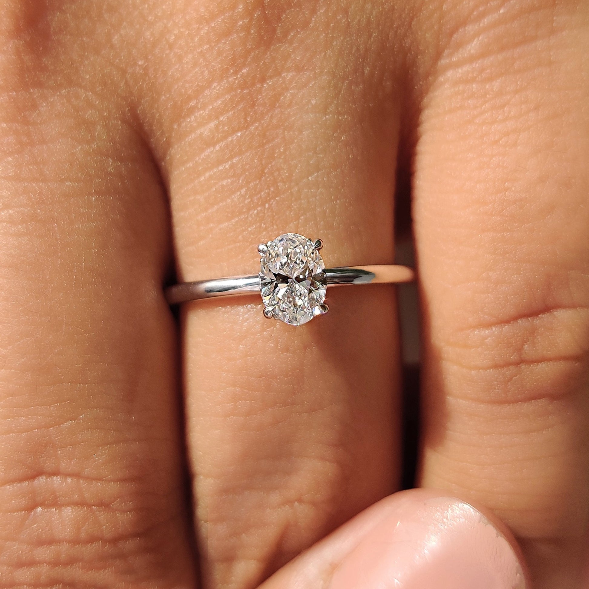 0.50 CT Oval Hidden Halo Moissanite Engagement Ring