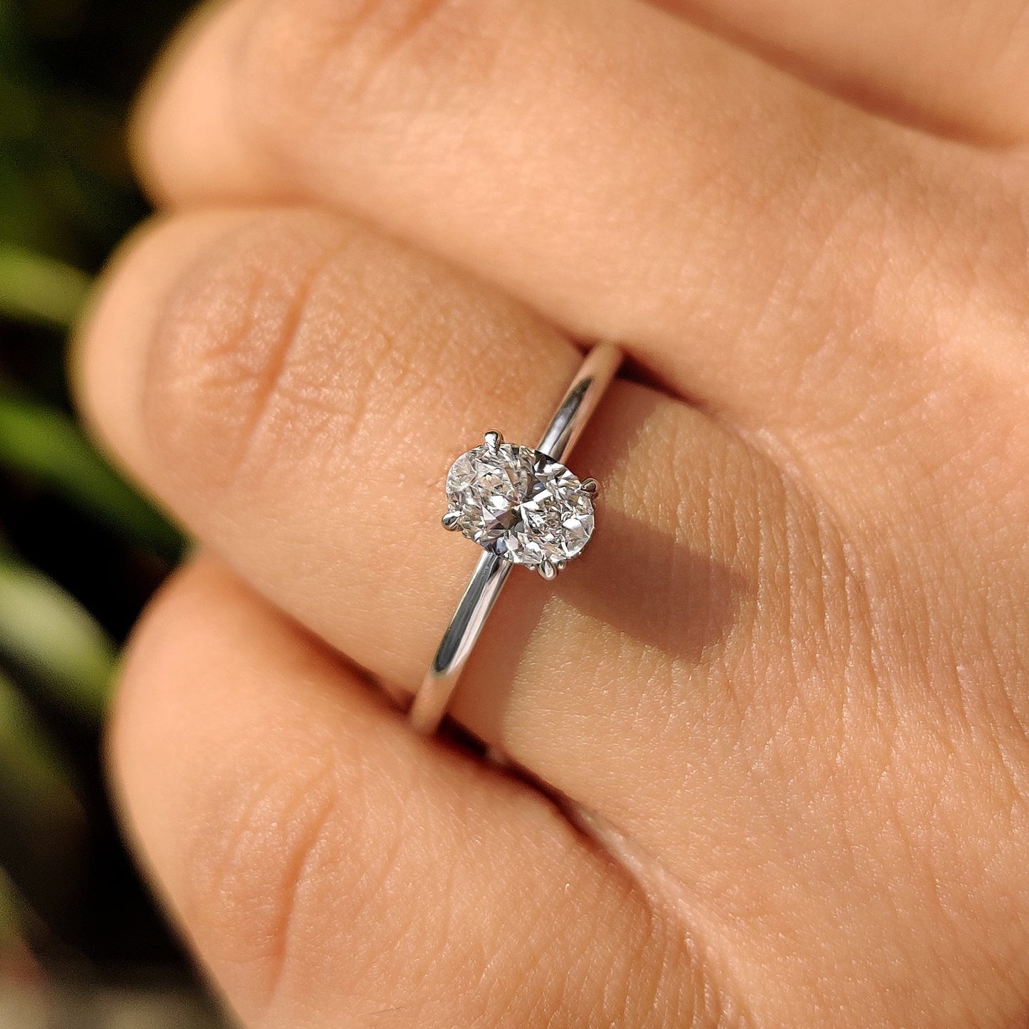 0.50 CT Oval Hidden Halo Moissanite Engagement Ring