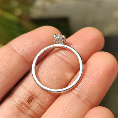 0.50 CT Oval Hidden Halo Moissanite Engagement Ring