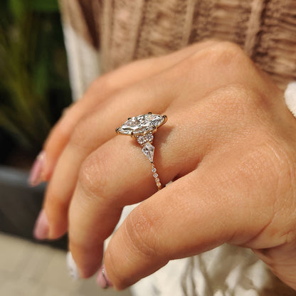 1.50 CT Marquise Cluster Moissanite Engagement Ring