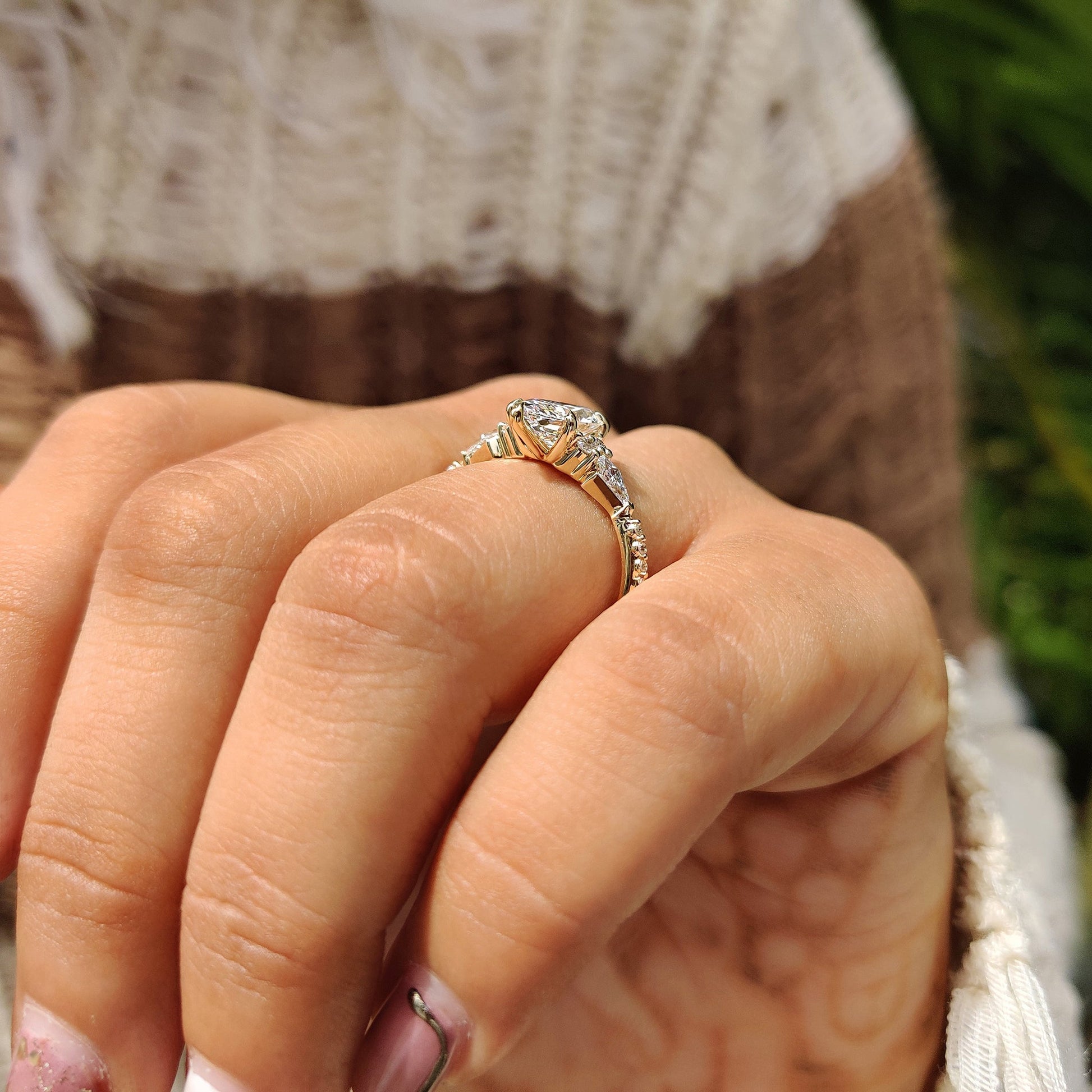1.50 CT Marquise Cluster Moissanite Engagement Ring