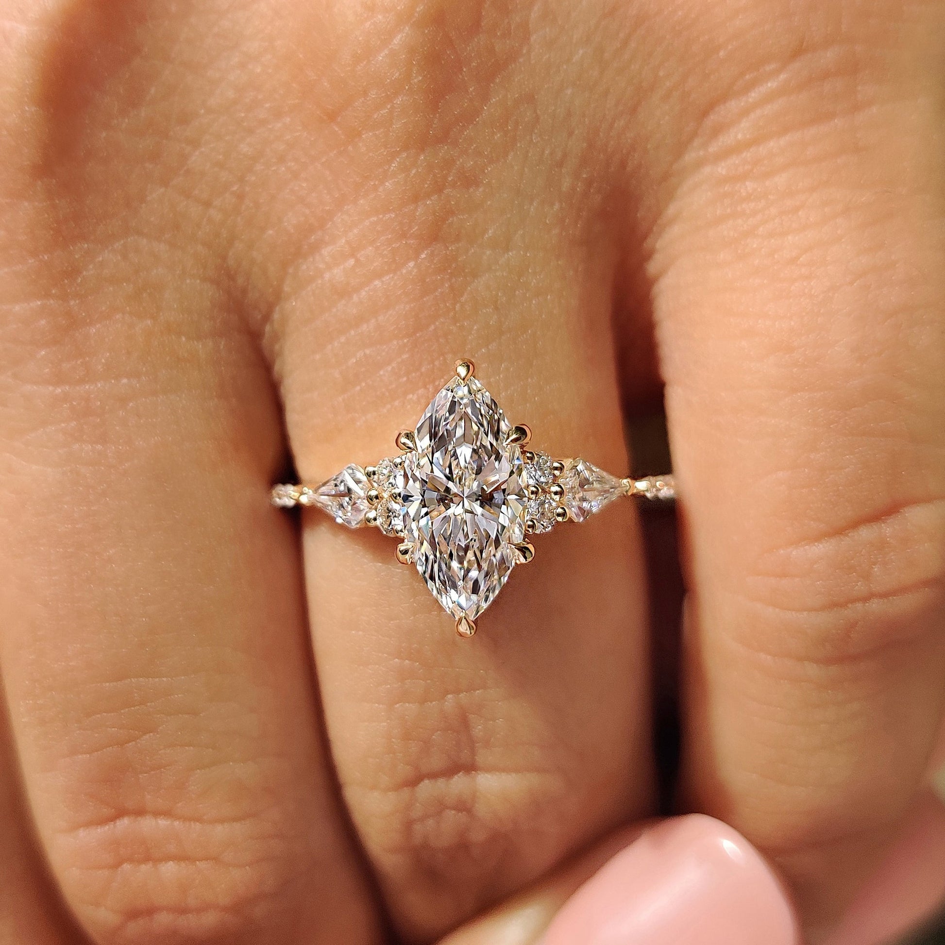 1.50 CT Marquise Cluster Moissanite Engagement Ring