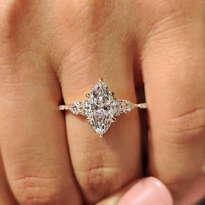 1.50 CT Marquise Cluster Moissanite Engagement Ring
