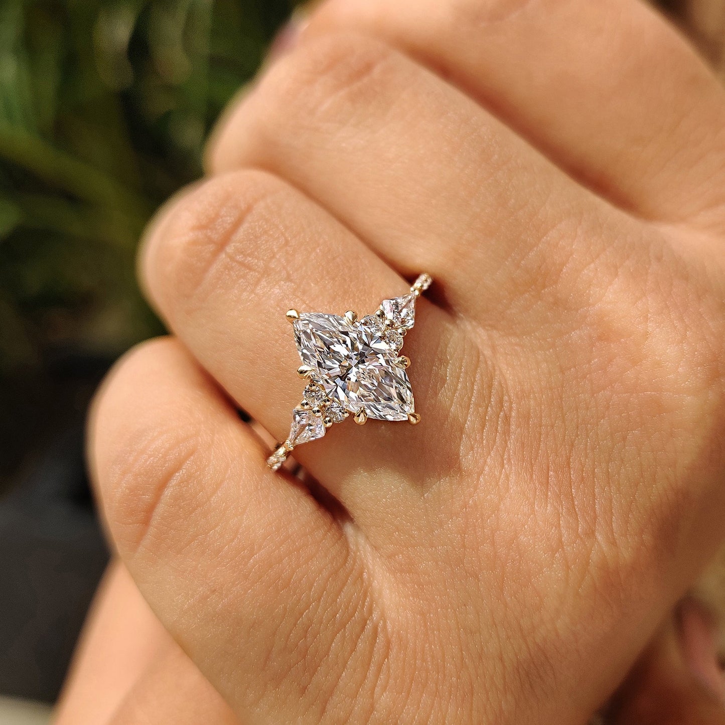 1.50 CT Marquise Cluster Moissanite Engagement Ring