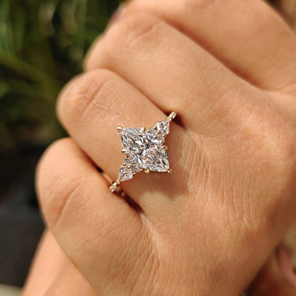 1.50 CT Marquise Cluster Moissanite Engagement Ring