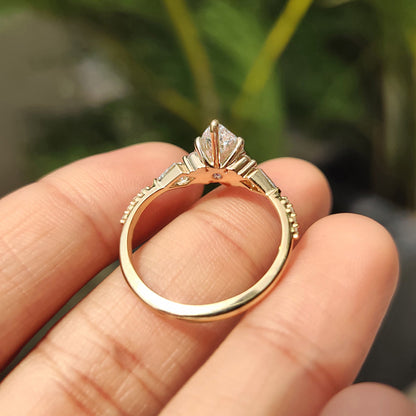 1.50 CT Marquise Cluster Moissanite Engagement Ring