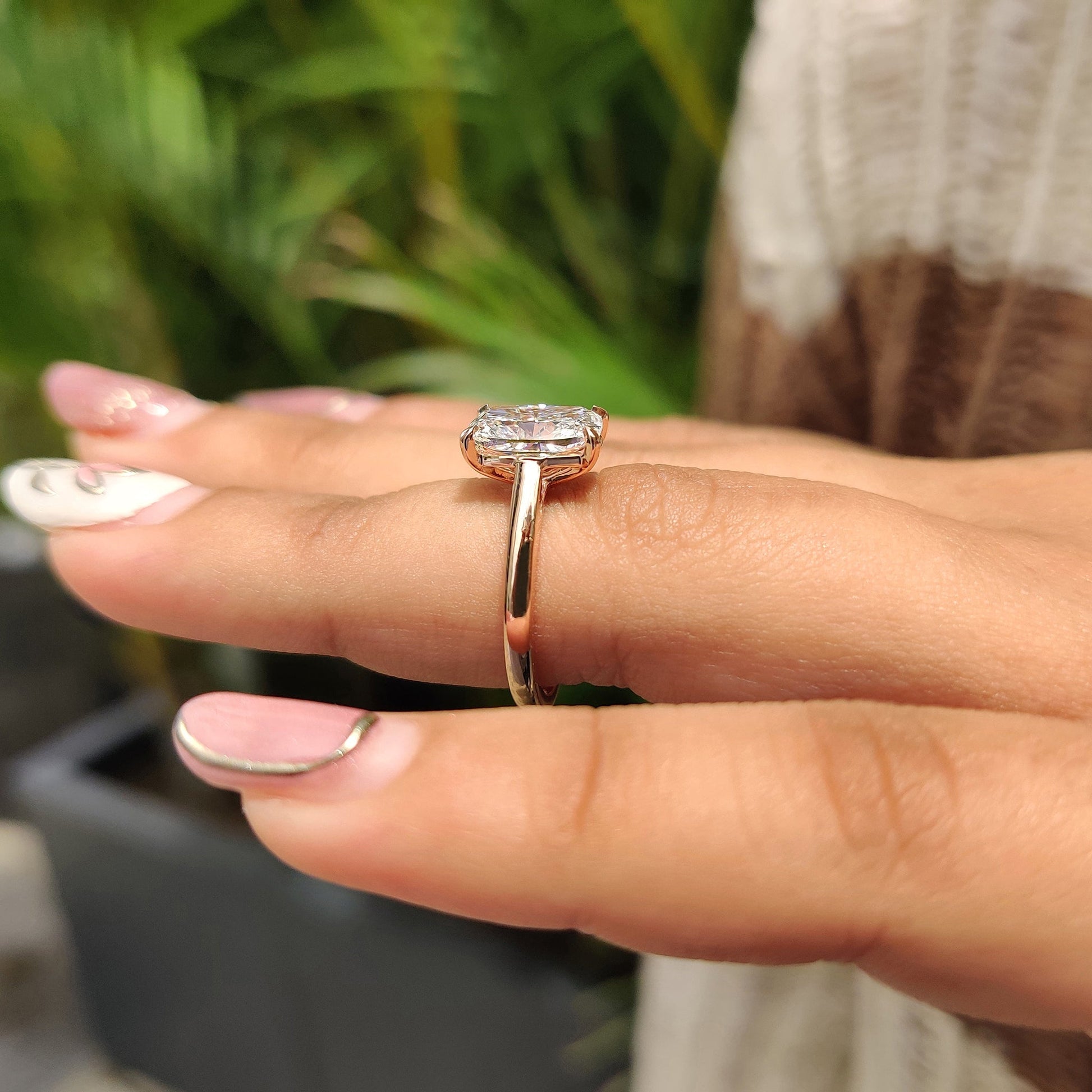 2 CT Elongated Cushion Solitaire Moissanite Engagement Ring