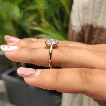 2 CT Elongated Cushion Solitaire Moissanite Engagement Ring