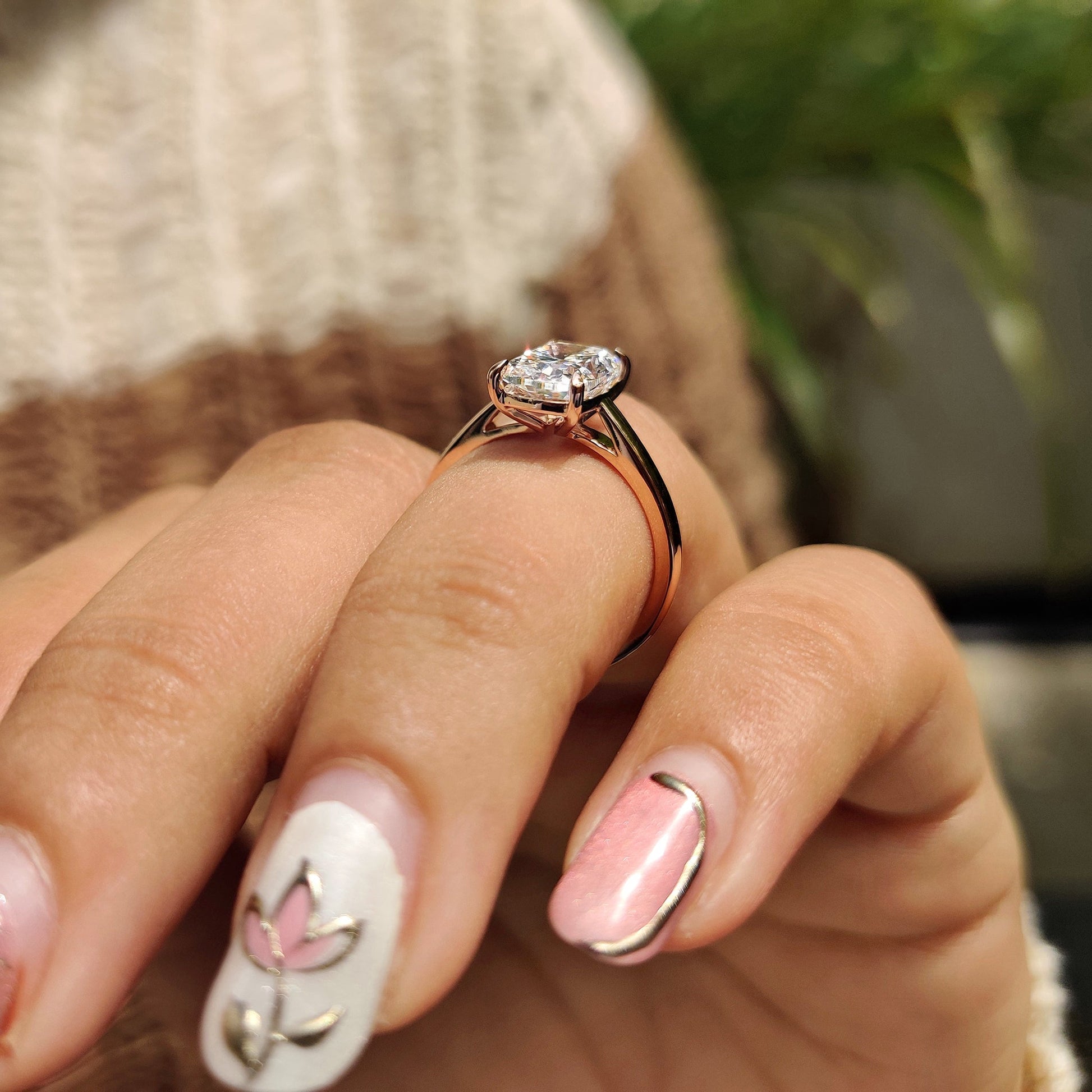2 CT Elongated Cushion Solitaire Moissanite Engagement Ring