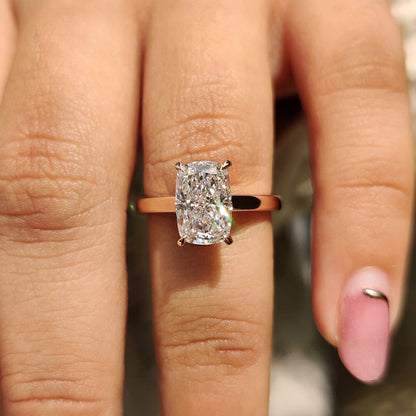 2 CT Elongated Cushion Solitaire Moissanite Engagement Ring