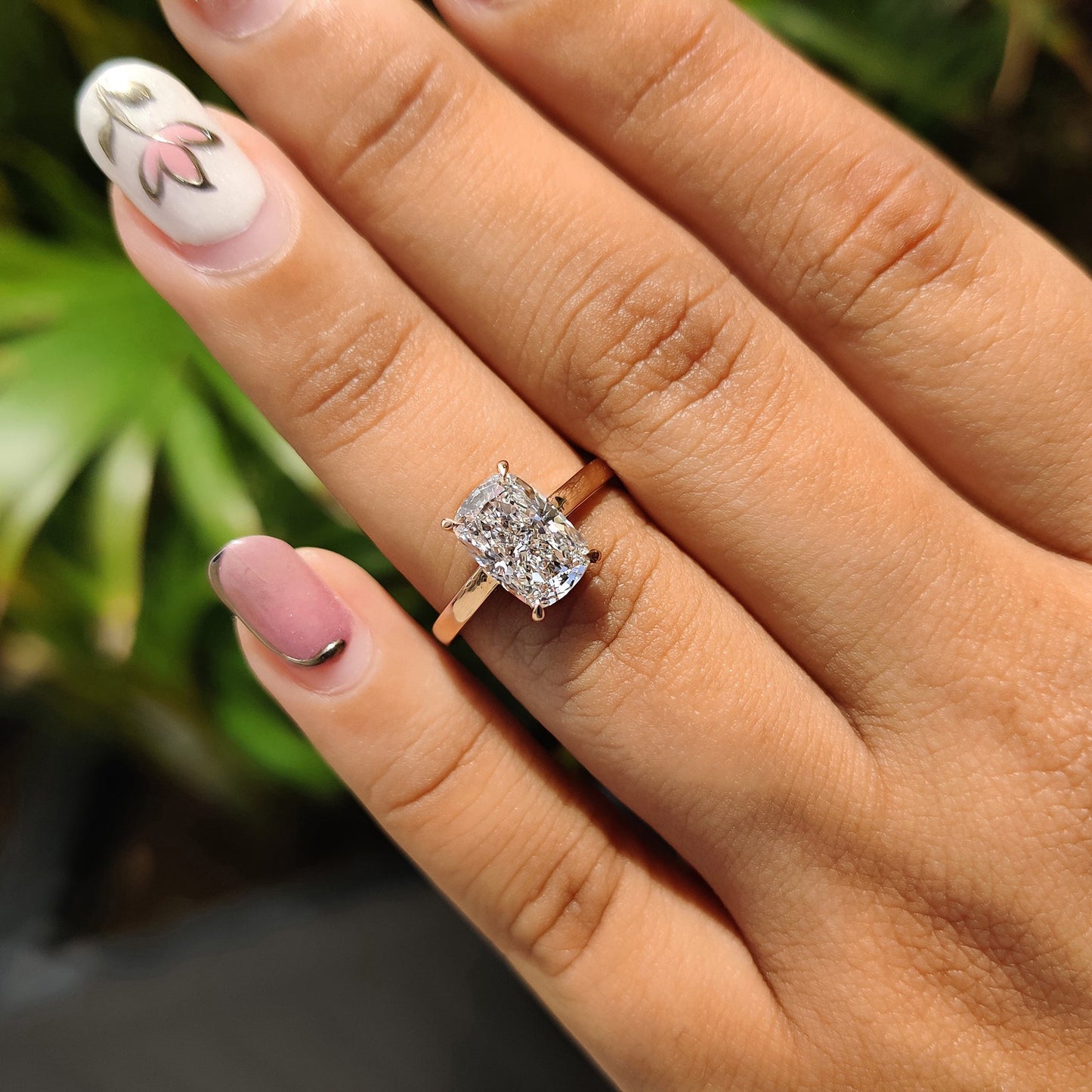 2 CT Elongated Cushion Solitaire Moissanite Engagement Ring