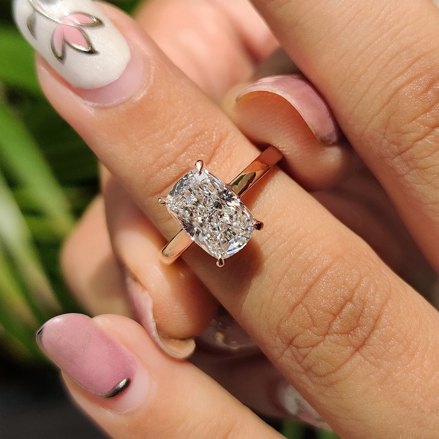 2 CT Elongated Cushion Solitaire Moissanite Engagement Ring