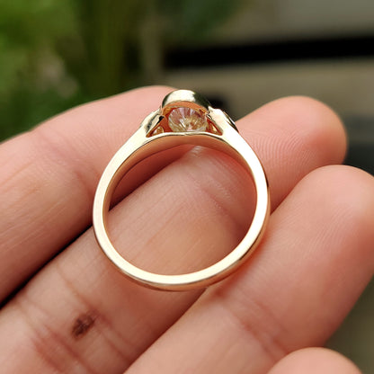 1 CT Oval Three Stone & Bezel Moissanite Engagement Ring