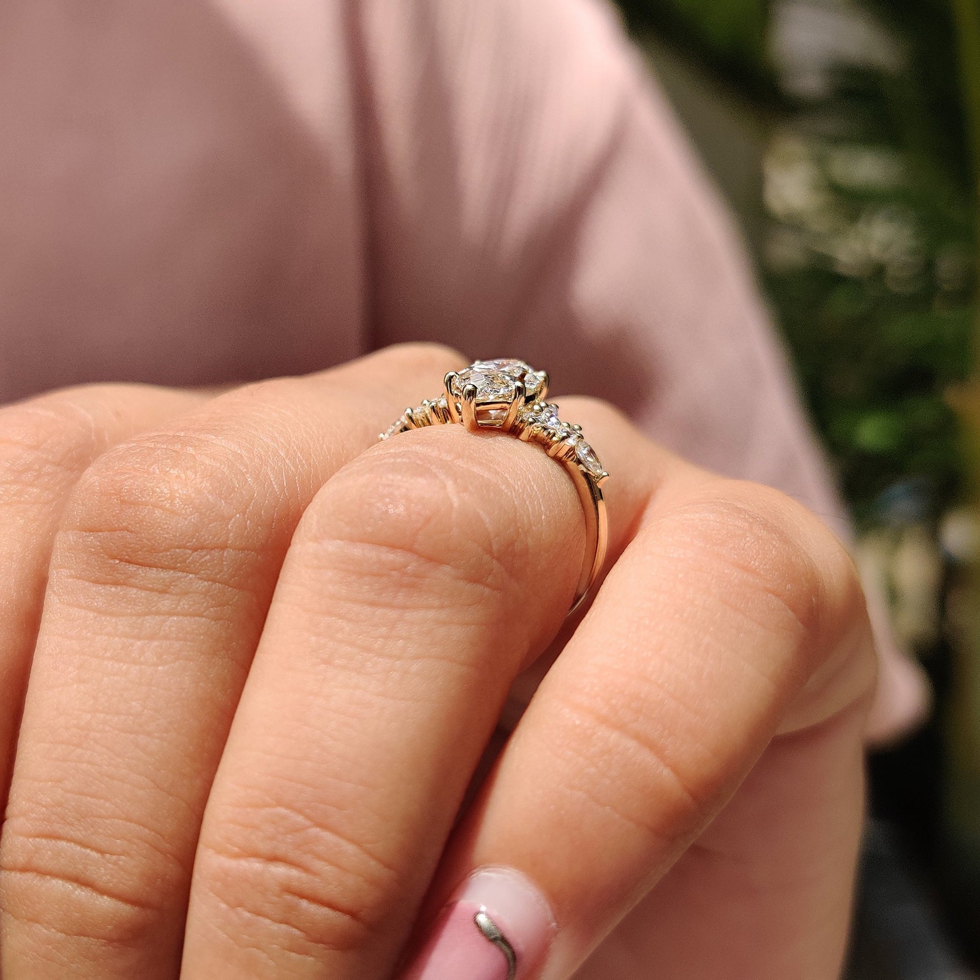 1.50 CT Marquise Cluster Moissanite Engagement Ring
