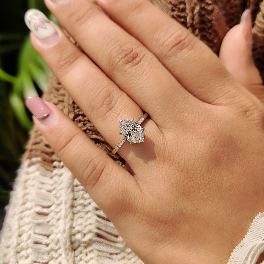1.50 CT Oval Pave Moissanite Engagement Ring
