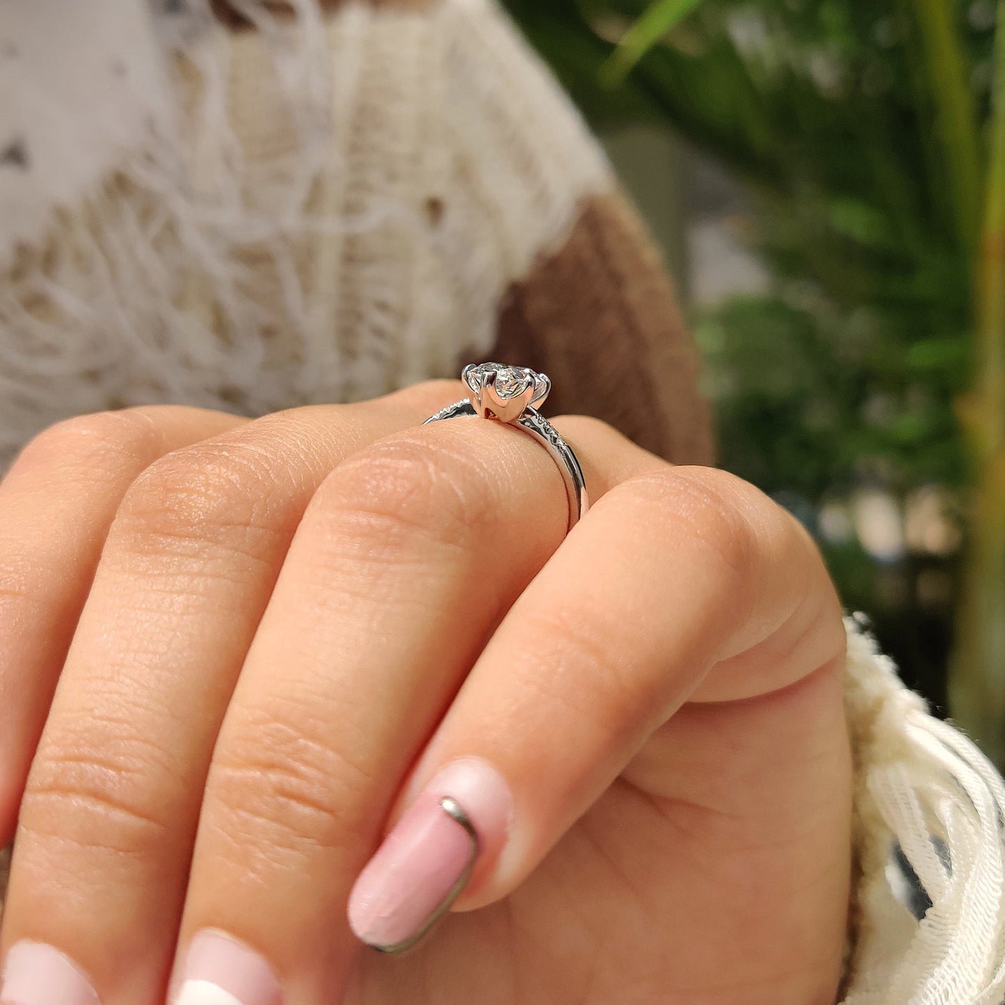 1.50 CT Oval Pave Moissanite Engagement Ring