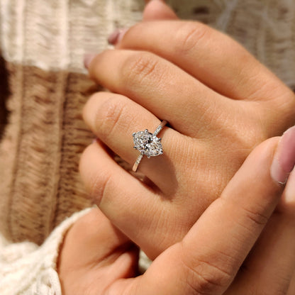 1.50 CT Oval Pave Moissanite Engagement Ring