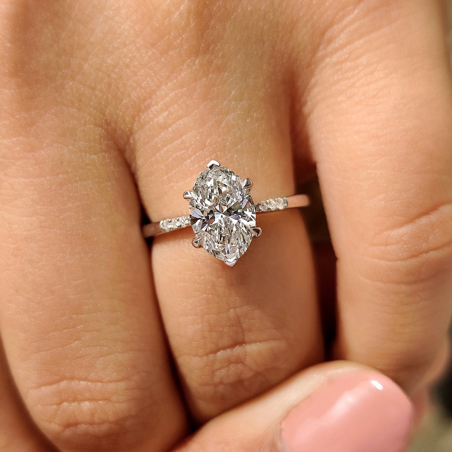 1.50 CT Oval Pave Moissanite Engagement Ring