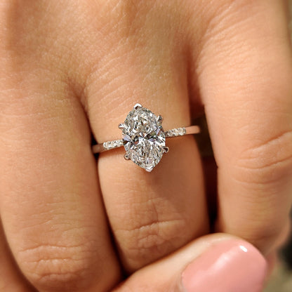 1.50 CT Oval Pave Moissanite Engagement Ring