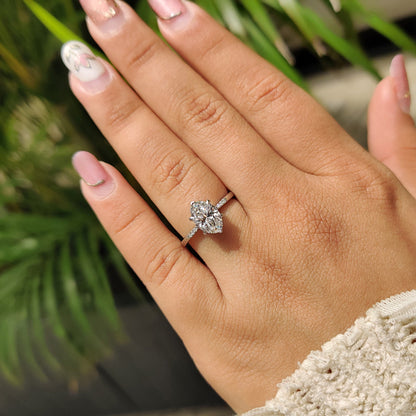 1.50 CT Oval Pave Moissanite Engagement Ring