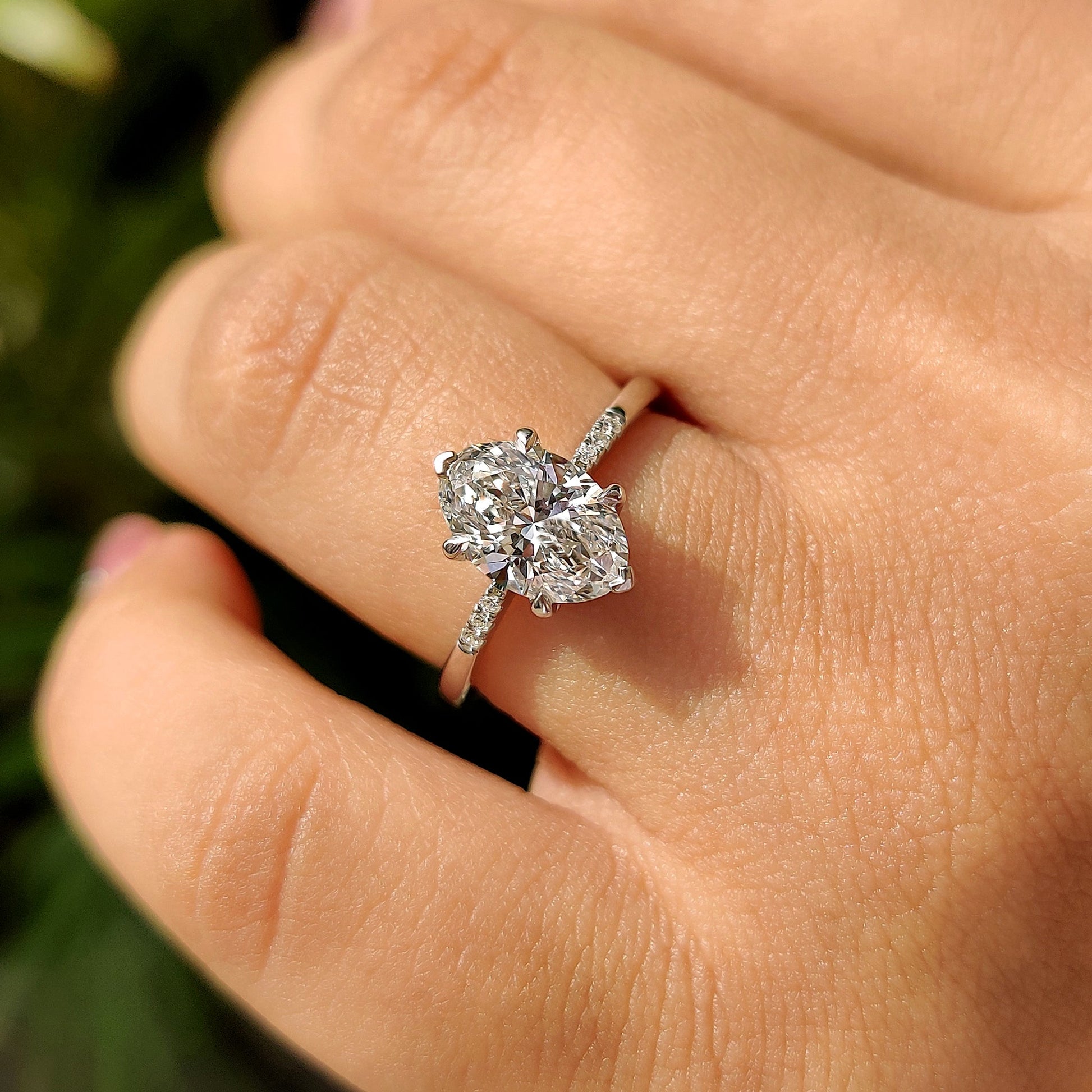 1.50 CT Oval Pave Moissanite Engagement Ring