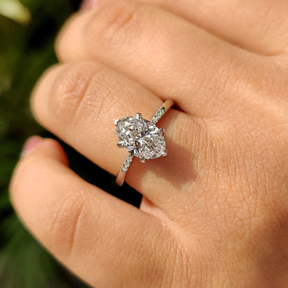 1.50 CT Oval Pave Moissanite Engagement Ring
