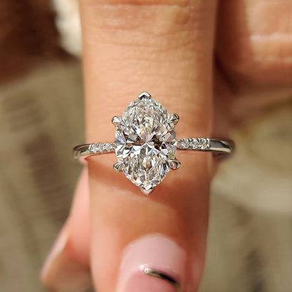 1.50 CT Oval Pave Moissanite Engagement Ring