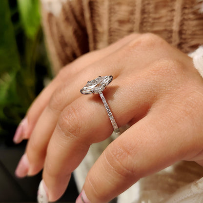 1.50 CT Marquise Pave Moissanite Engagement Ring