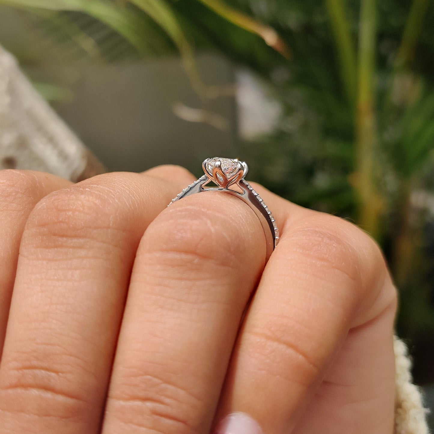 1.50 CT Marquise Pave Moissanite Engagement Ring