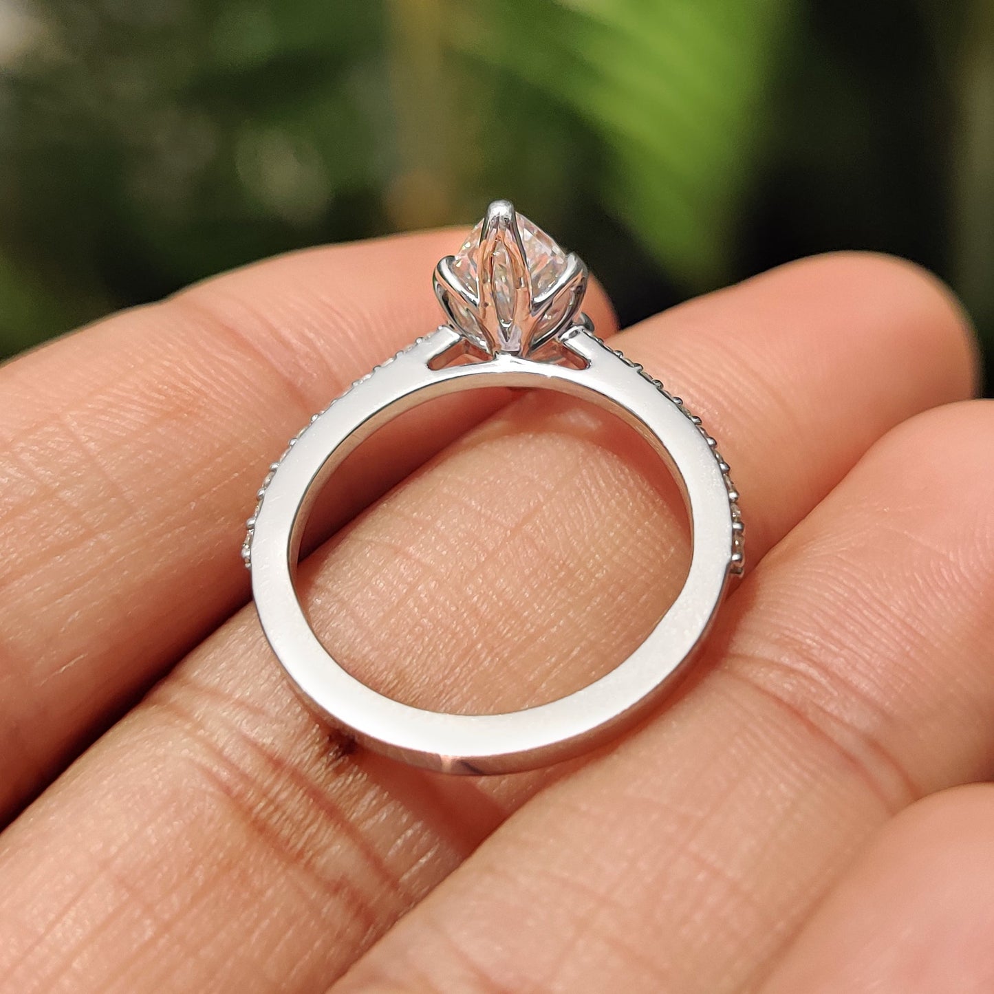 1.50 CT Marquise Pave Moissanite Engagement Ring