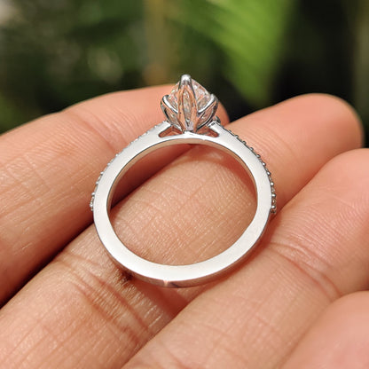 1.50 CT Marquise Pave Moissanite Engagement Ring