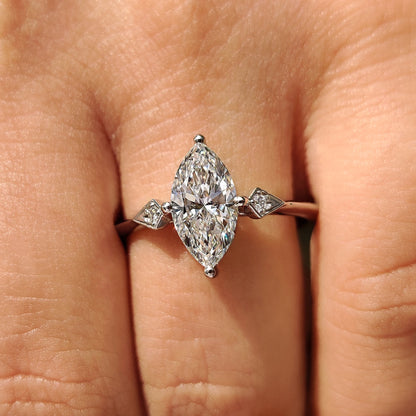 1.50 CT Marquise Three Stone Moissanite Engagement Ring