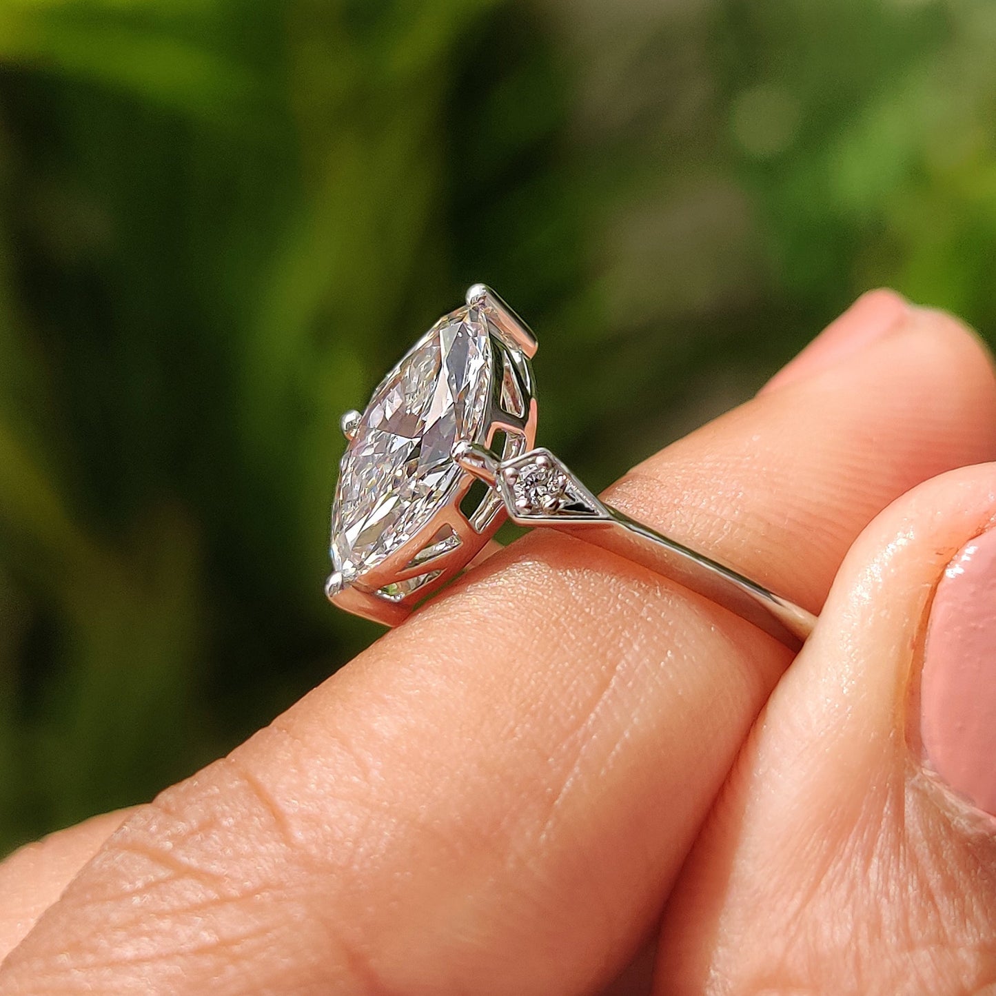 1.50 CT Marquise Three Stone Moissanite Engagement Ring