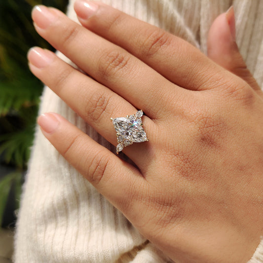 3 CT Marquise Cluster Moissanite Engagement Ring