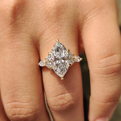 3 CT Marquise Cluster Moissanite Engagement Ring
